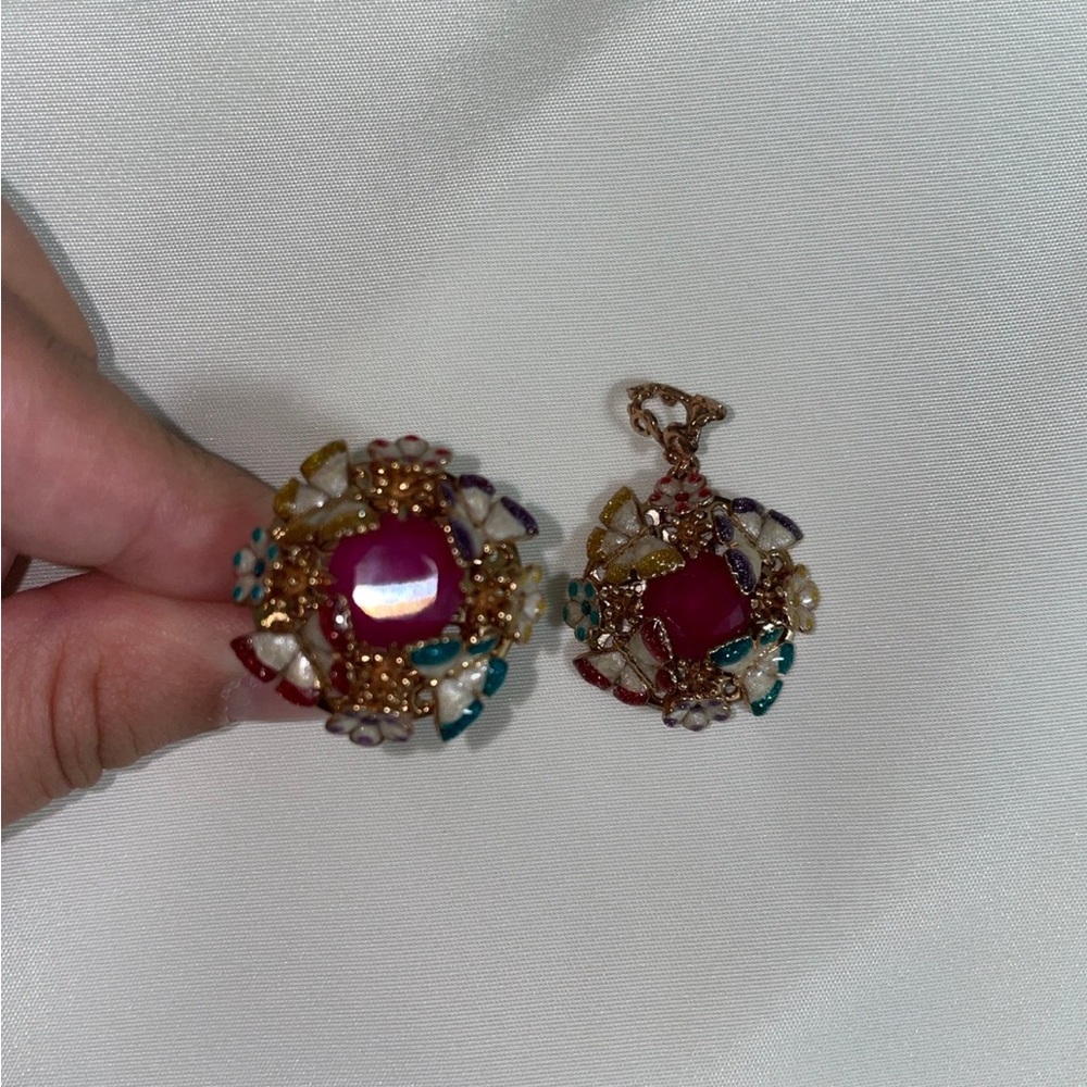 Elegant Multicolor Gemstone Pendant and Ring